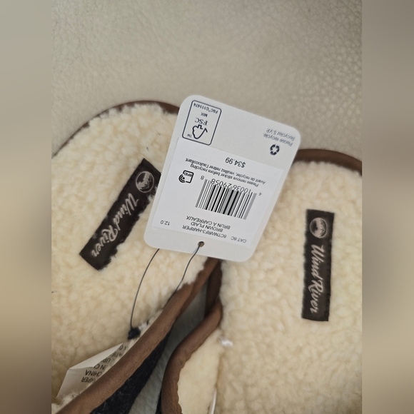 Wind River Black Brown Plaid Memory Foam Shepra Lining Slippers Size 12 - Picture 5 of 5